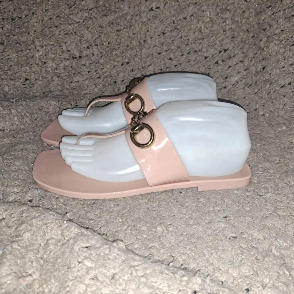 JEFFREY CAMPBELL-Annia-Beige Jelly Sandal Horse Bit-Sz 40/9-Near Mint - Picture 2 of 8